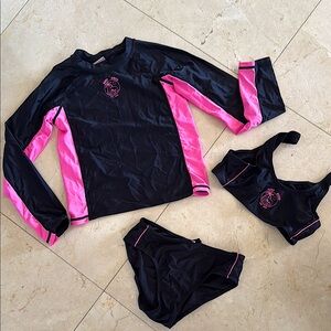 Zara girls Black and Pink Swim Set